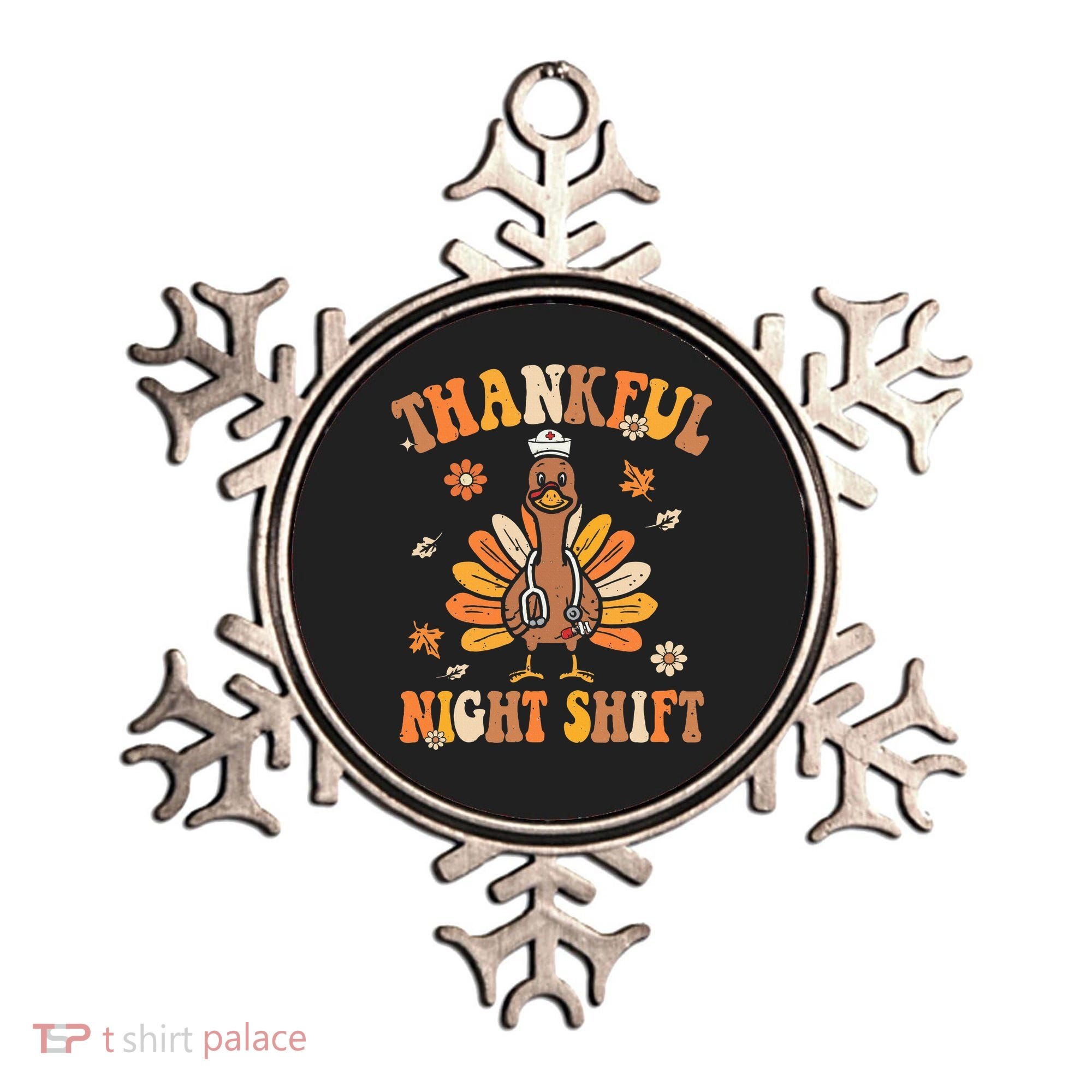Thankful Night Shift Nurse Groovy Thanksgiving Turkey Nurse Ornament