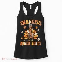 Thankful Night Shift Nurse Groovy Thanksgiving Turkey Nurse Women's Tank Top thumb 0