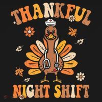 Thankful Night Shift Nurse Groovy Thanksgiving Turkey Nurse Women's Tank Top thumb 5