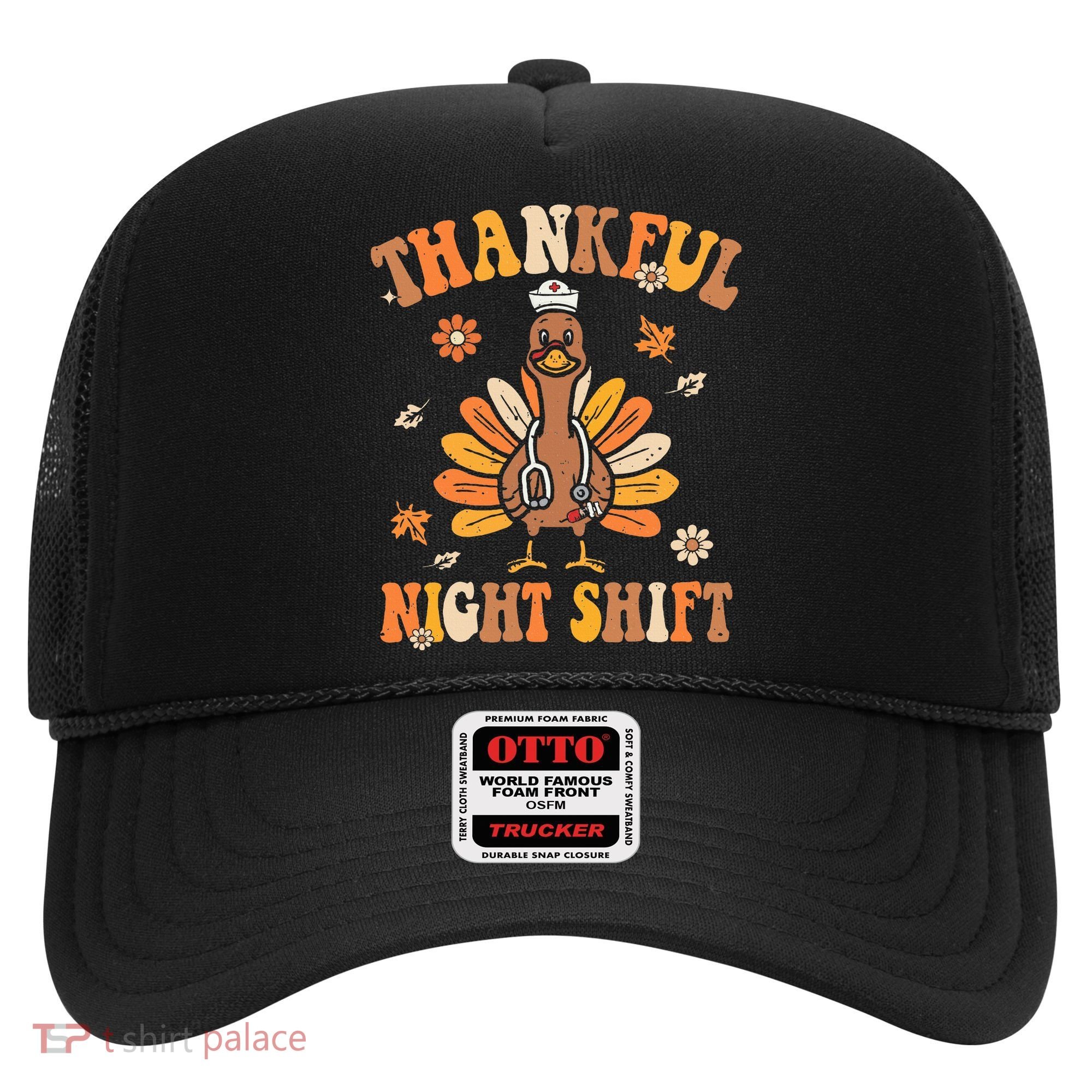 Thankful Night Shift Nurse Groovy Thanksgiving Turkey Nurse Hat