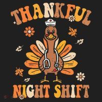 Thankful Night Shift Nurse Groovy Thanksgiving Turkey Nurse Hat thumb 2