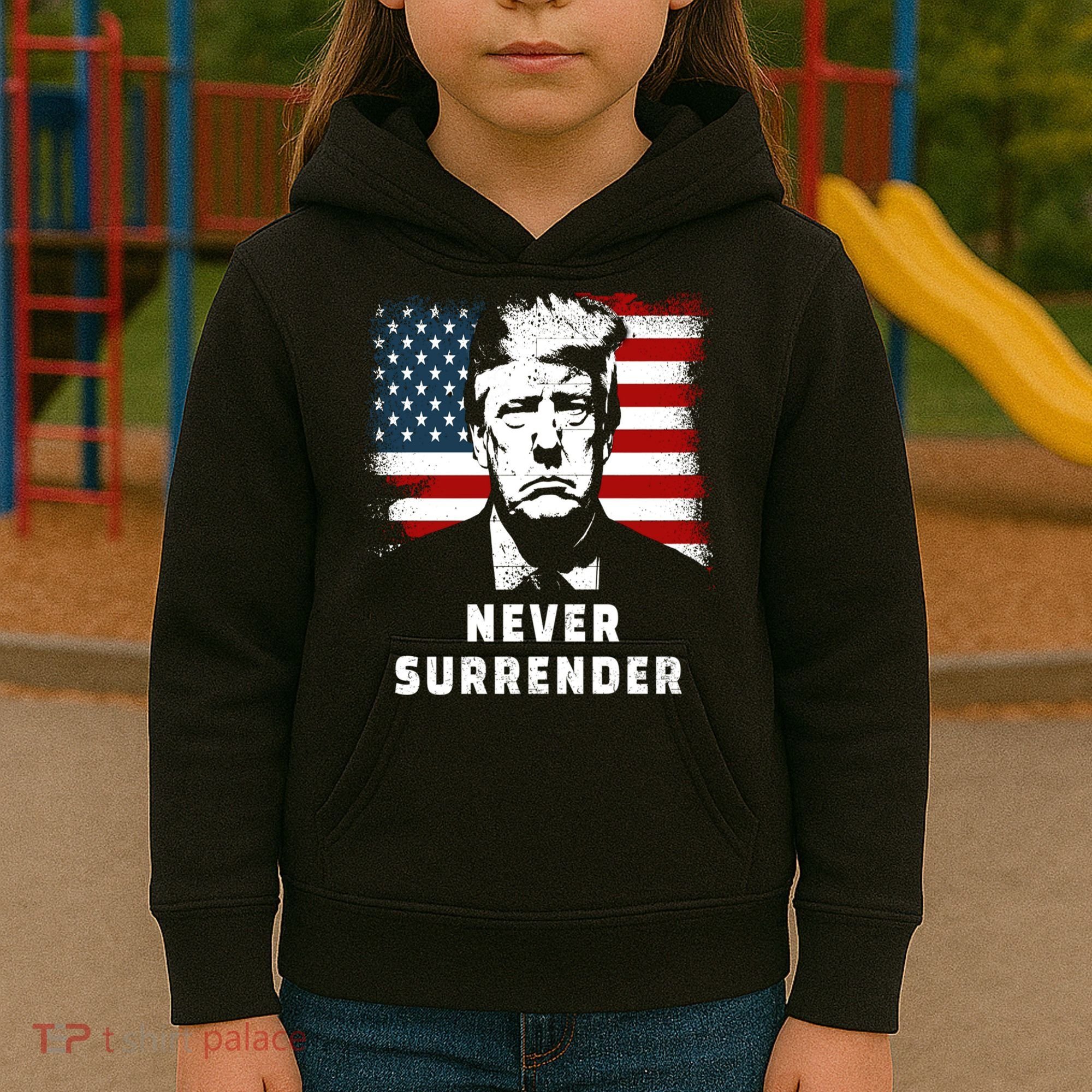 Trump Never Surrender Kids Hoodie