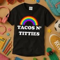 Tacos N Titties Pride Month Lgbtq Kids T-Shirt thumb 3