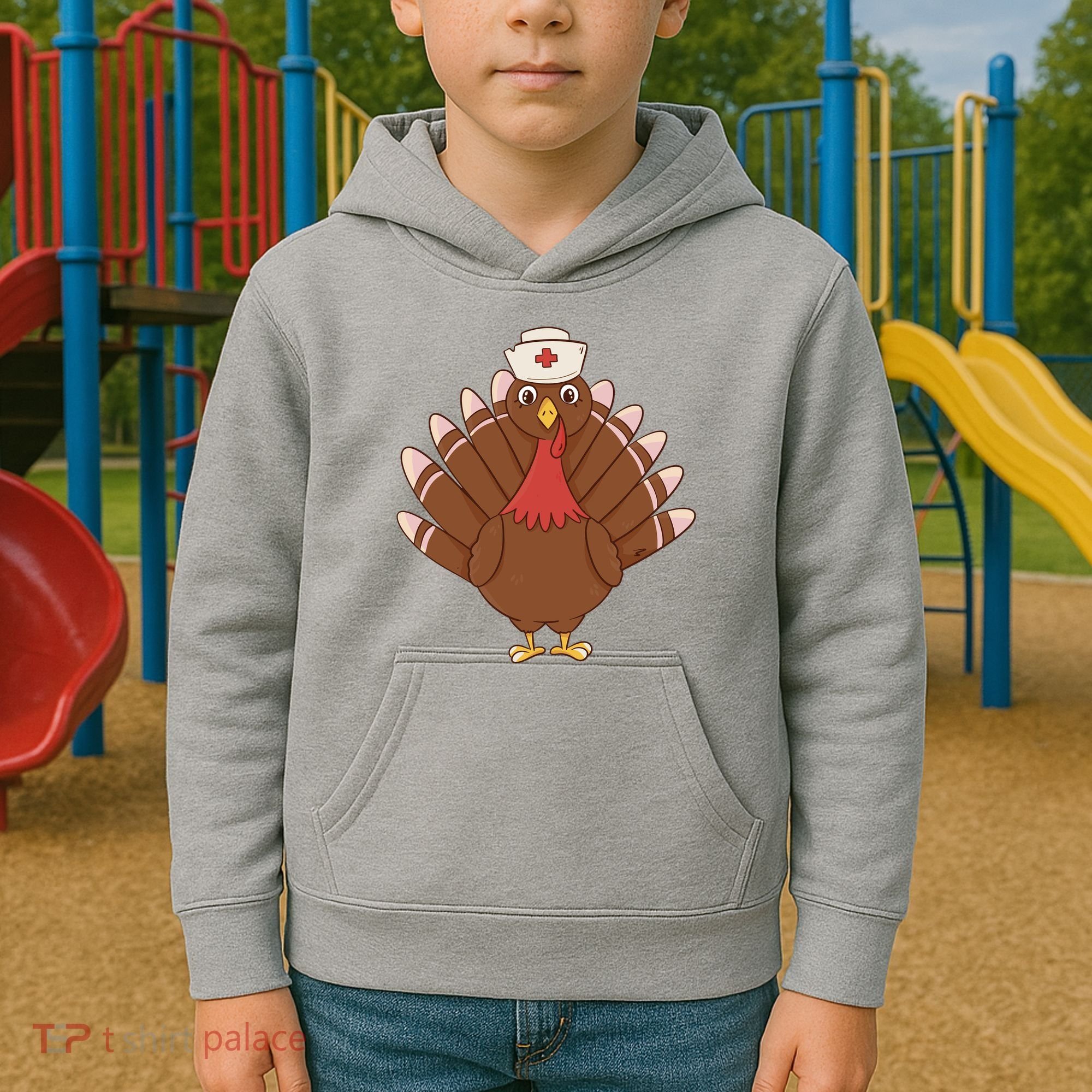 Turkey Nurse Thanksgiving Kids Hoodie