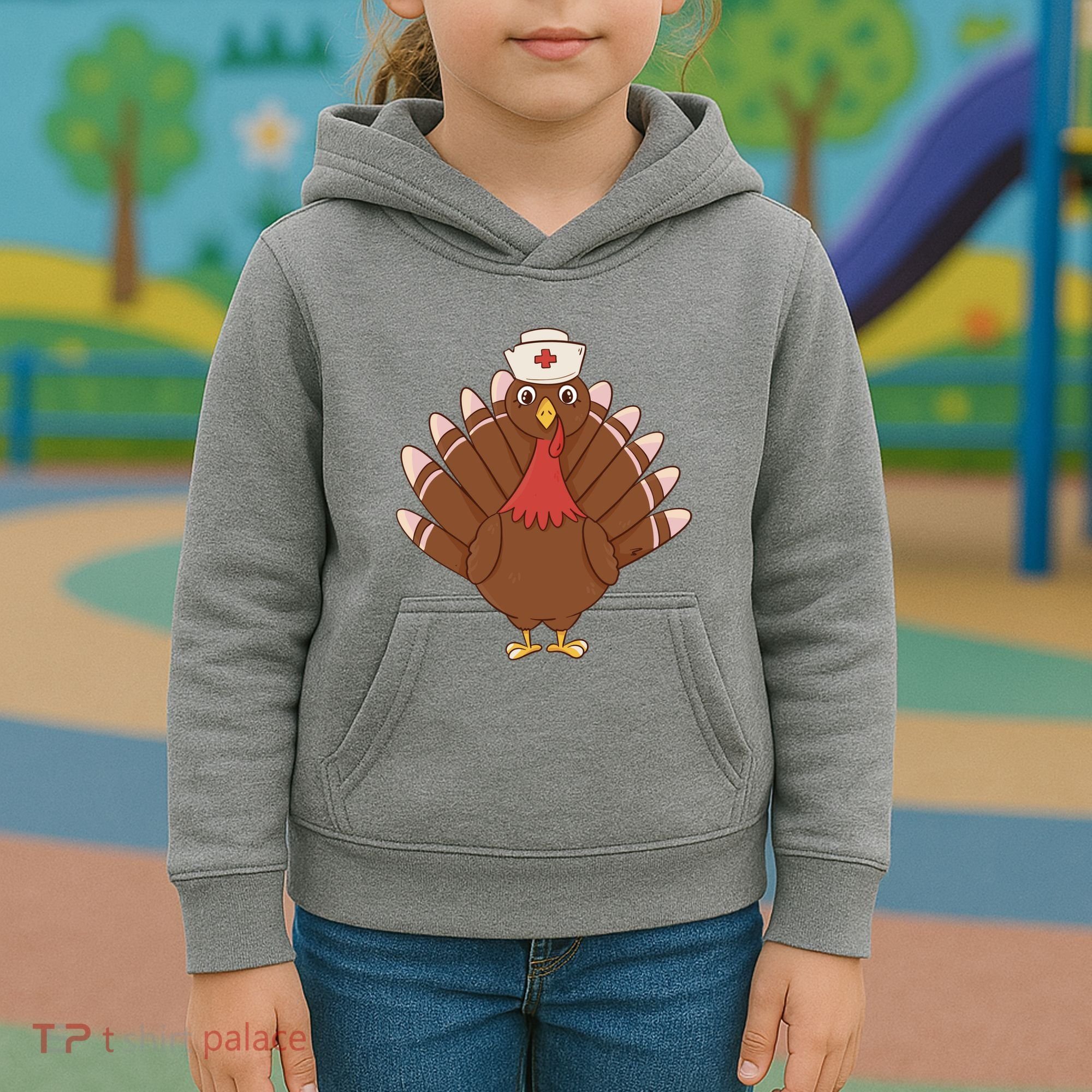 Turkey Nurse Thanksgiving Kids Hoodie