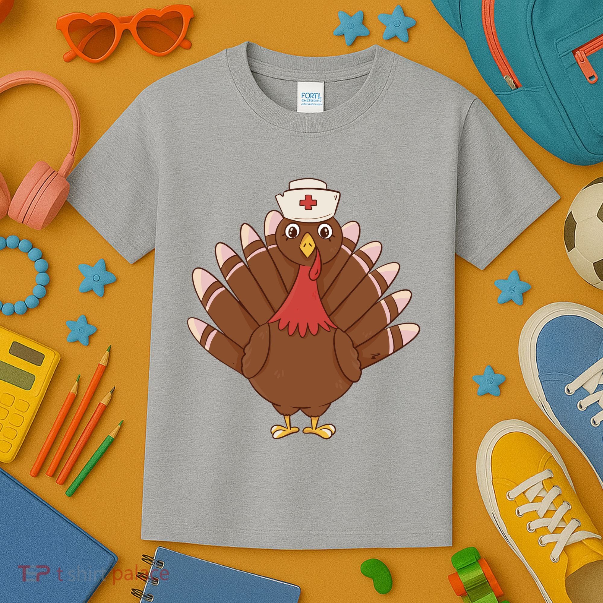 Turkey Nurse Thanksgiving Kids T-Shirt