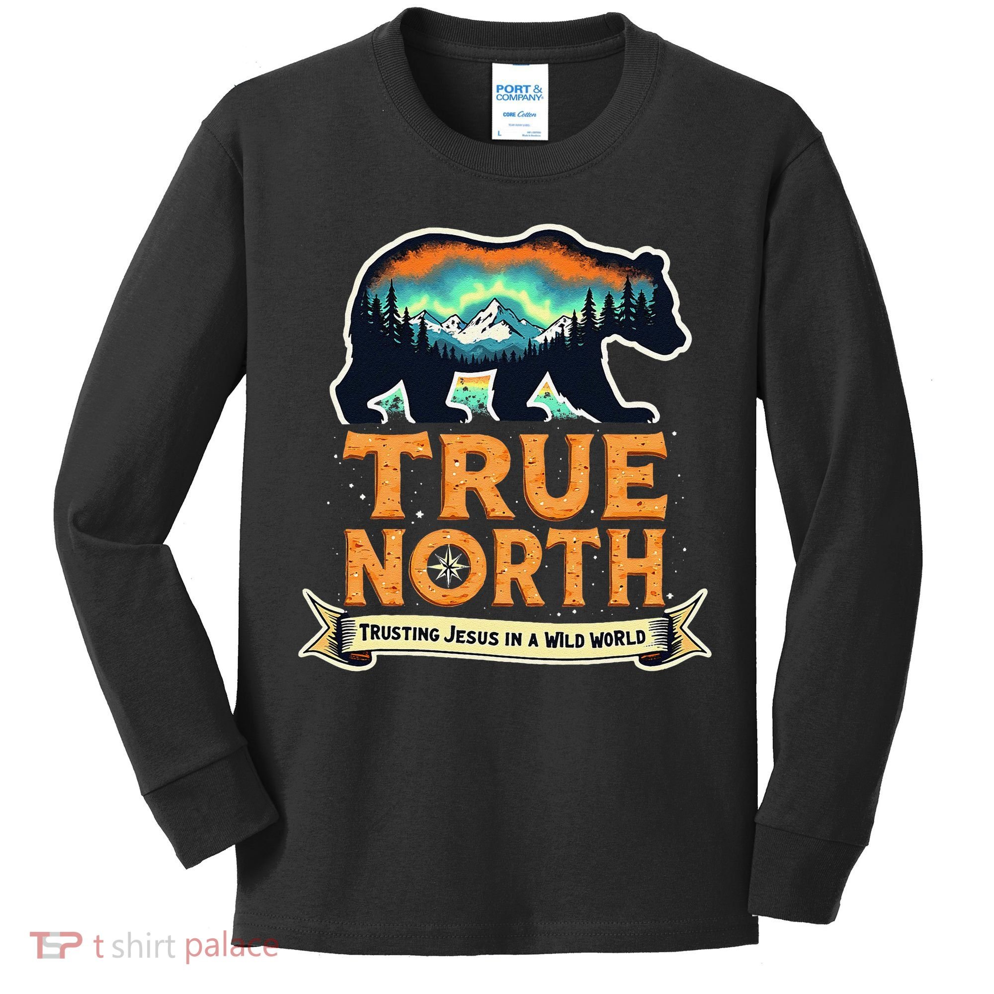 True North VBS 2025 Christian Trusting Jesus Wilderness Gift Kids Long Sleeve Shirt