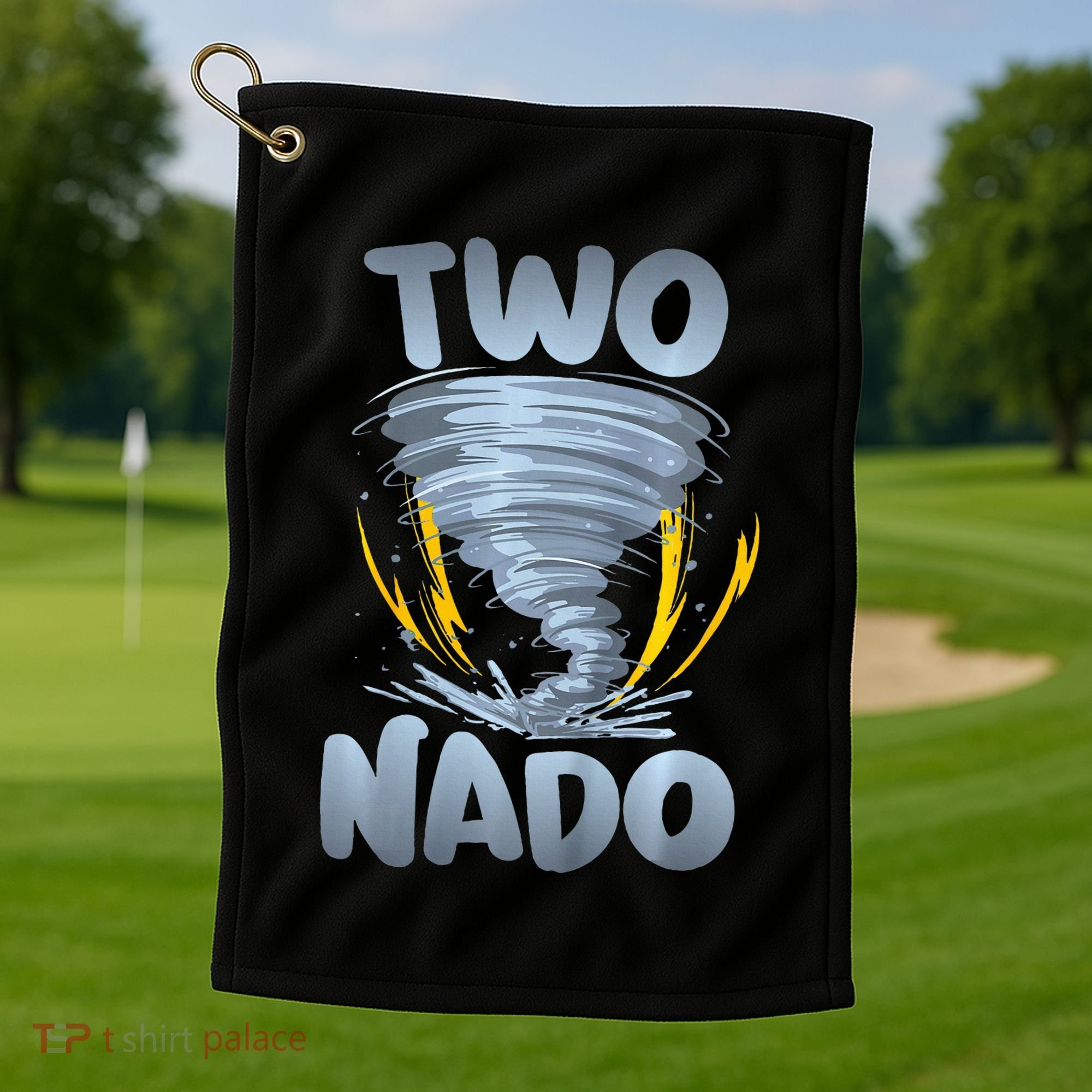 Two Nado Warning 2nd Birthday Tornado Themed Birthday Golf Towel