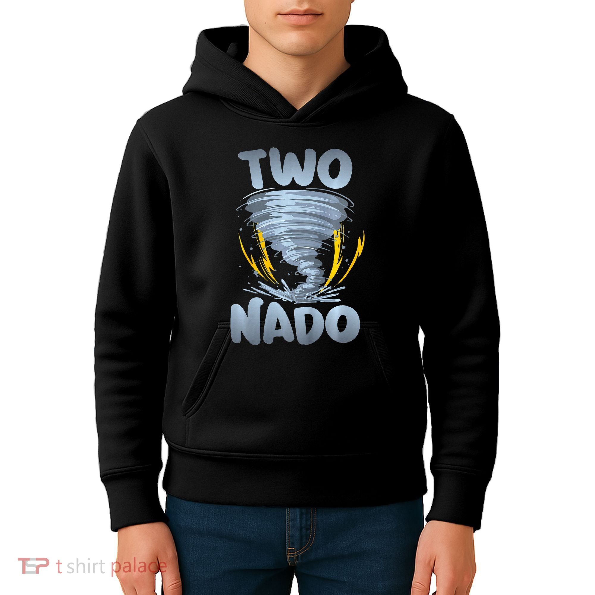 Two Nado Warning 2nd Birthday Tornado Themed Birthday Kids Hoodie