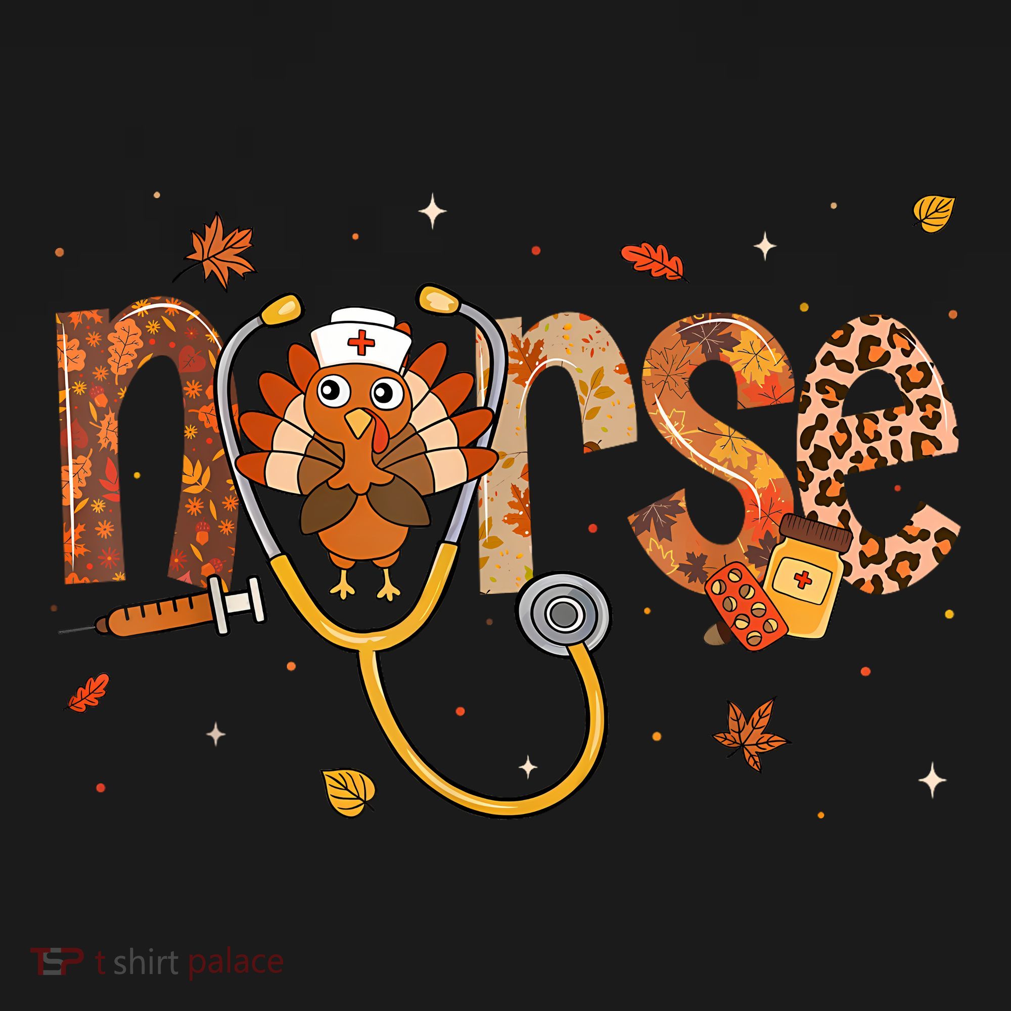 Thanksgiving Nurse Women Girl Turkey Fall Scrub Top Sweatshirt