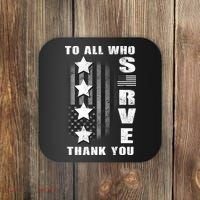 To All Who Served Thank You Coaster thumb 0