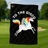 To The Disco Funny Sloth Unicorn Golf Towel thumb 1