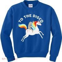 To The Disco Funny Sloth Unicorn Kids Sweatshirt thumb 0