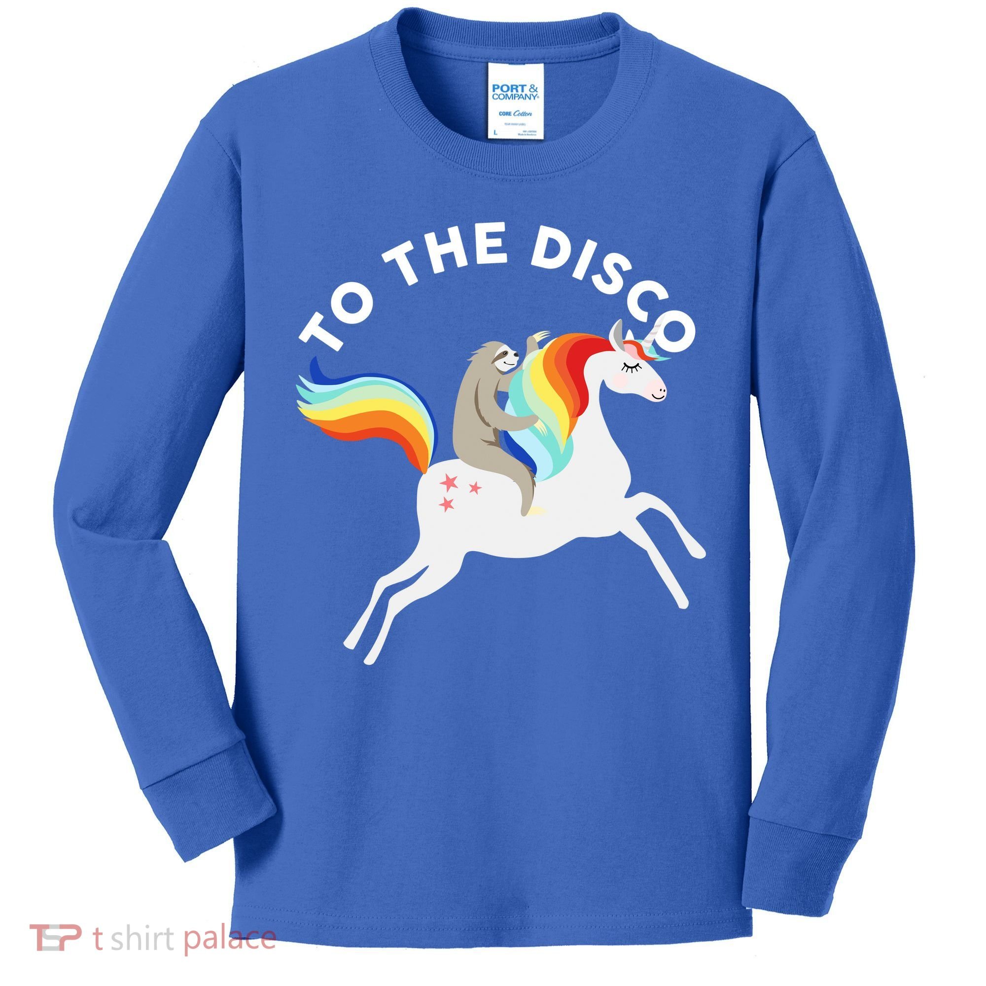 To The Disco Funny Sloth Unicorn Kids Long Sleeve Shirt