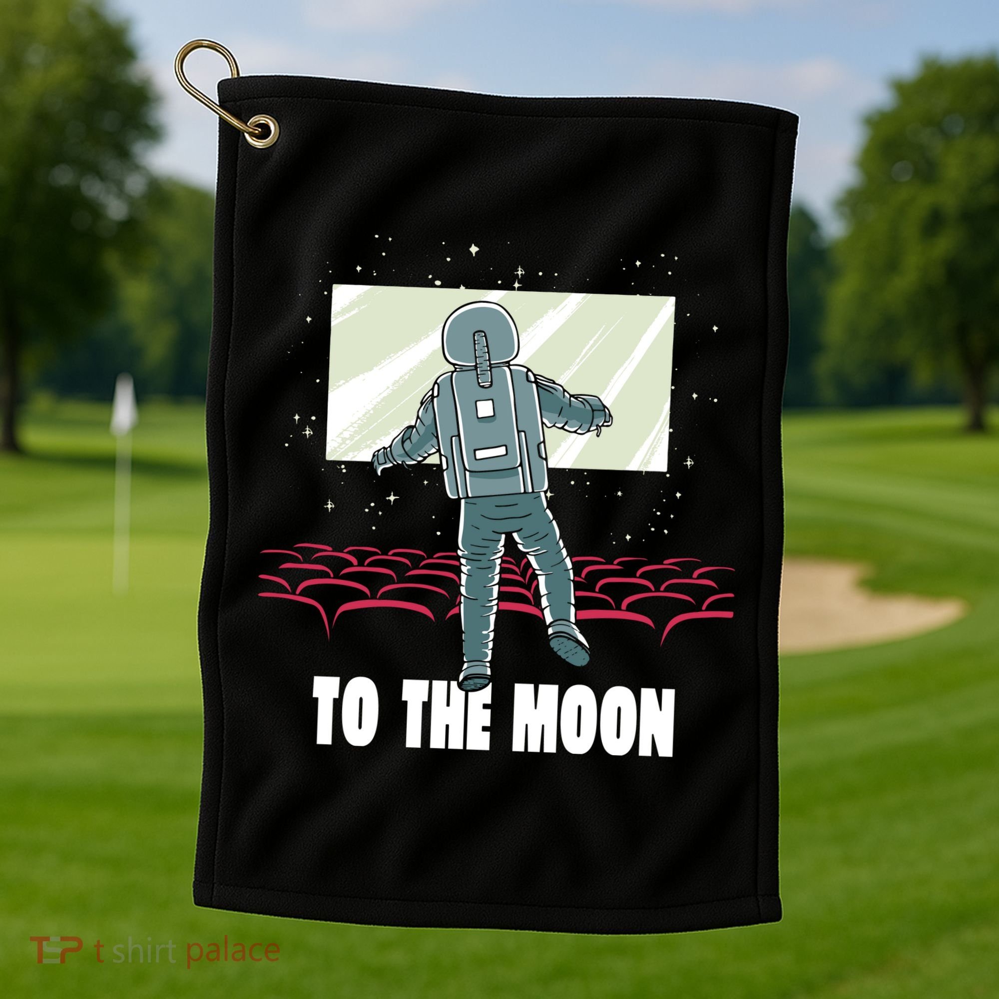 To The Moon Astronaut Movie Theatre Golf Towel