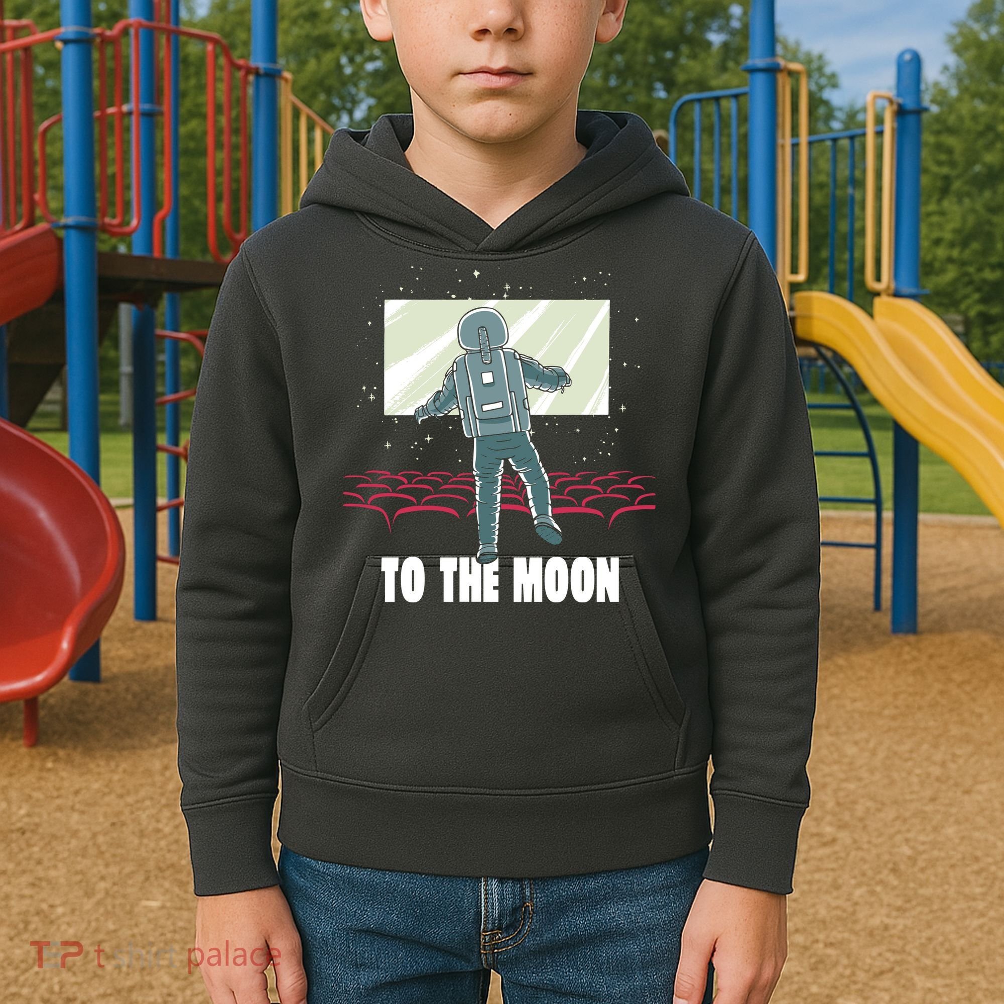 To The Moon Astronaut Movie Theatre Kids Hoodie