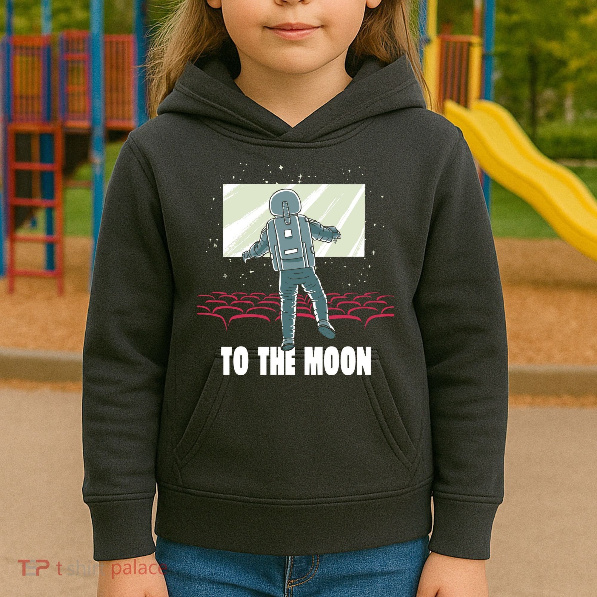 To The Moon Astronaut Movie Theatre Kids Hoodie