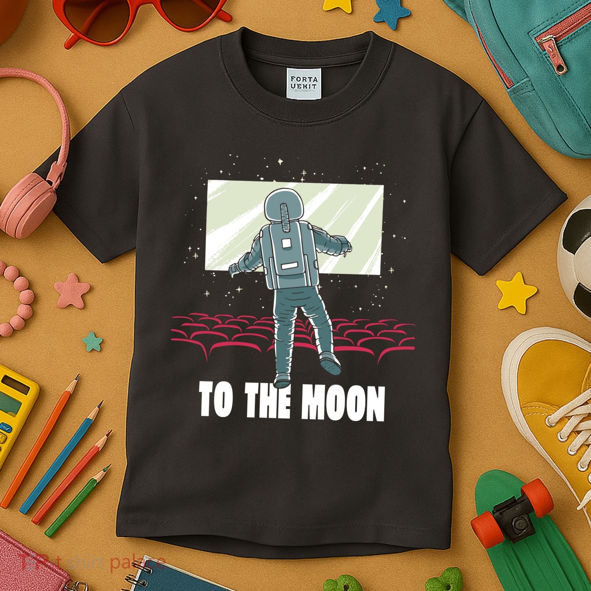 To The Moon Astronaut Movie Theatre Kids T-Shirt