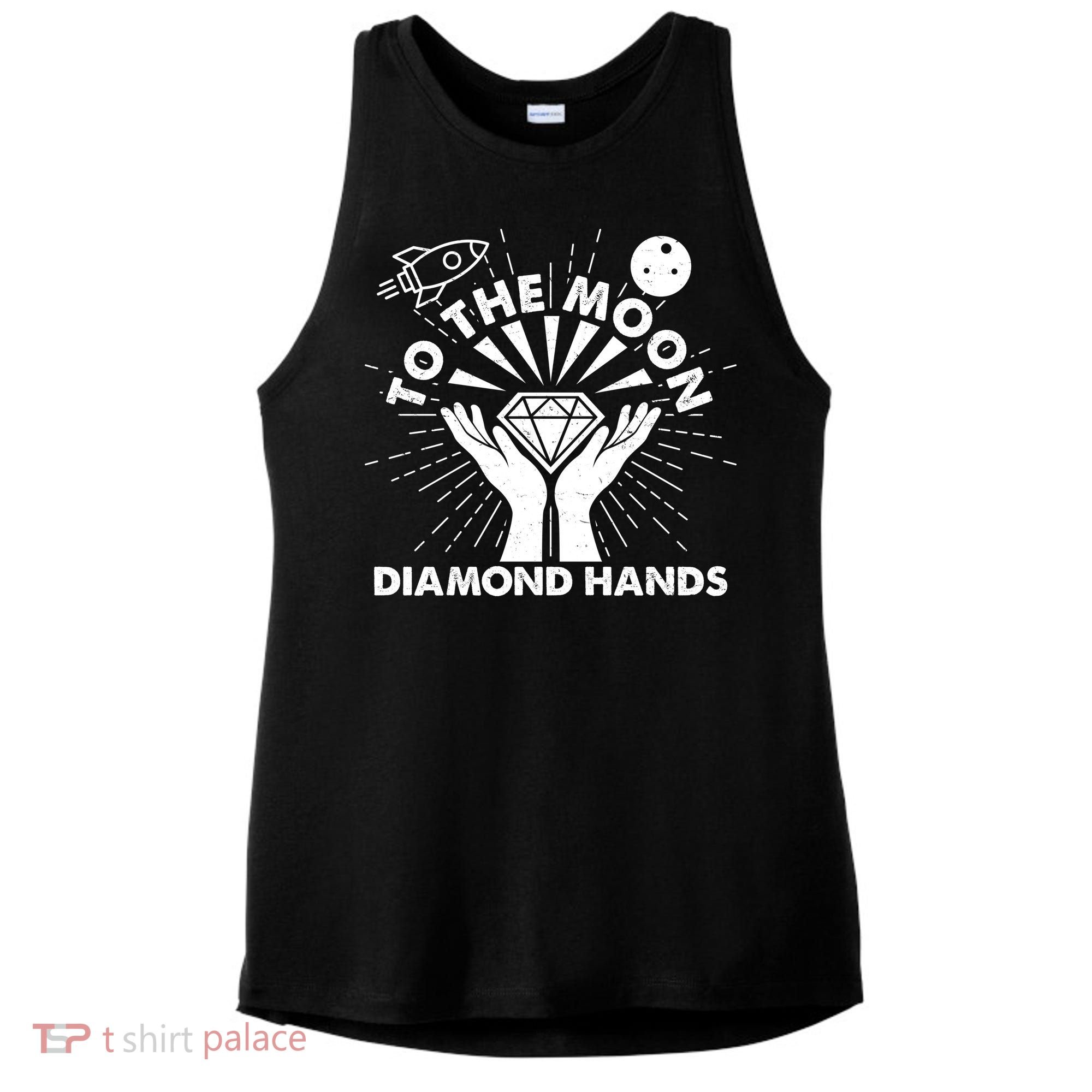 To The Moon Diamond Hands Crypto Currency Ladies PosiCharge Tri-Blend Wicking Tank