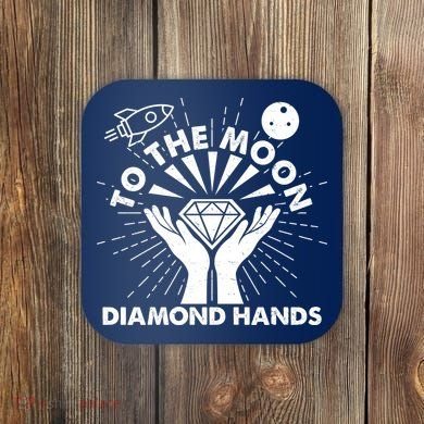 To The Moon Diamond Hands Crypto Currency Coaster