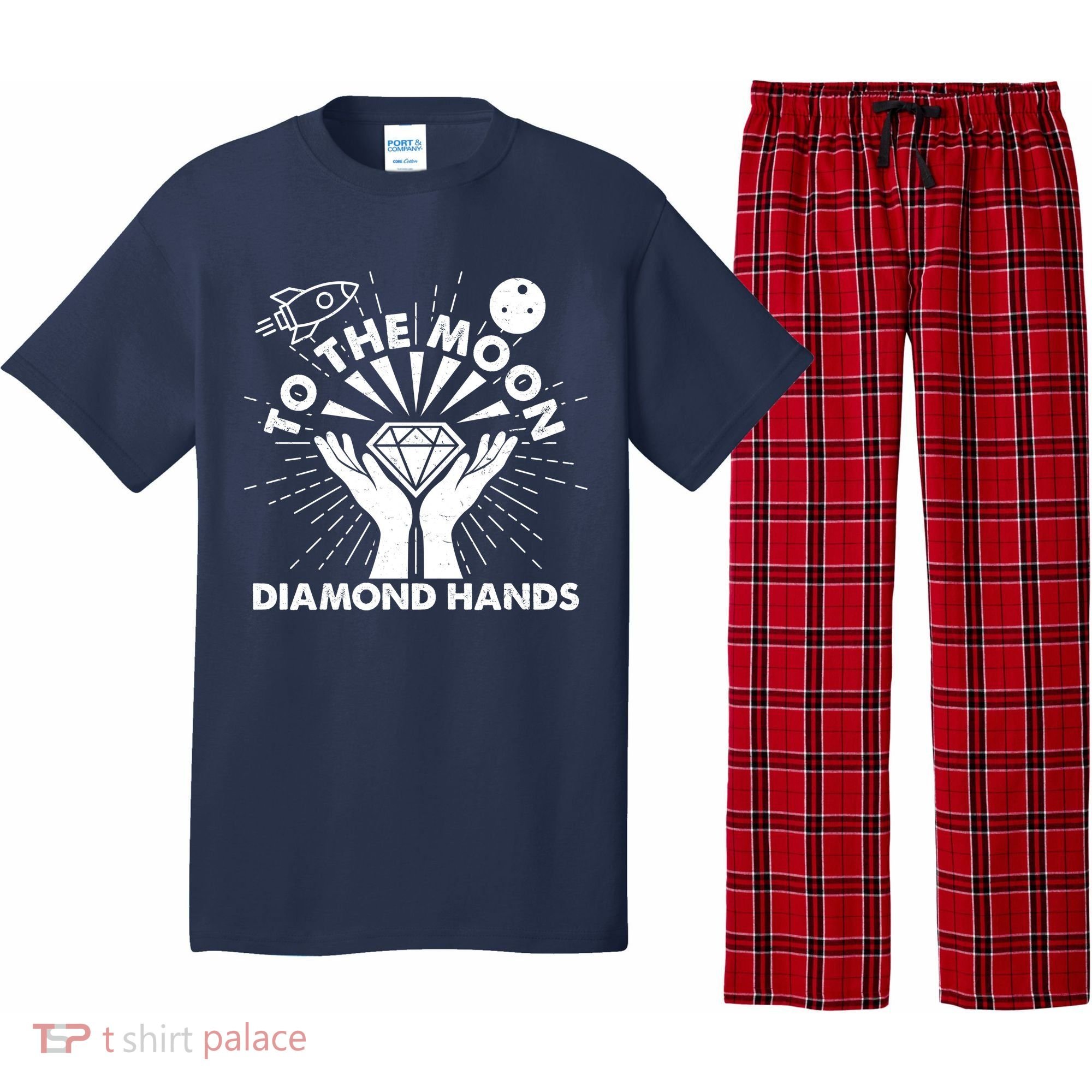 To The Moon Diamond Hands Crypto Currency Pajama Set