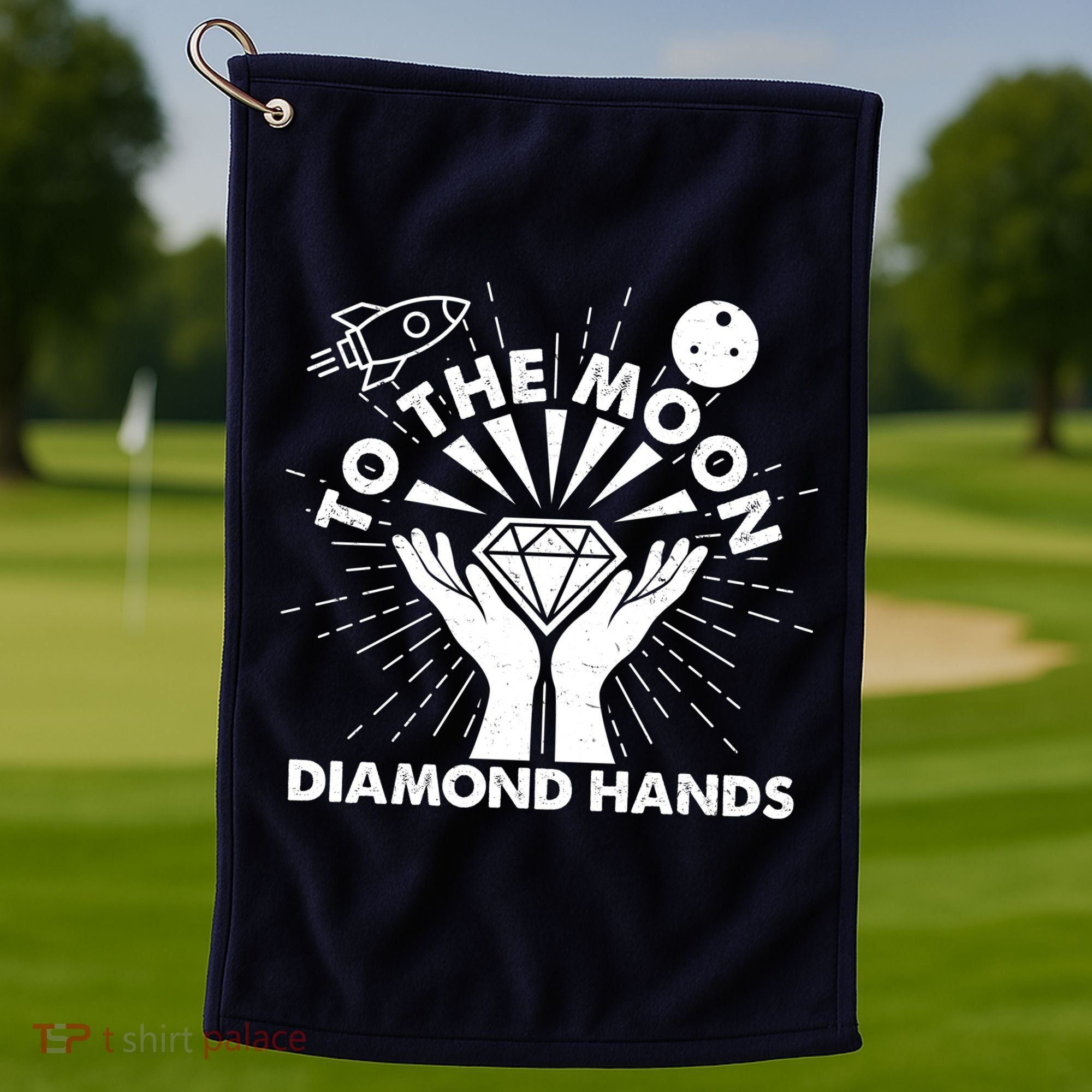 To The Moon Diamond Hands Crypto Currency Golf Towel