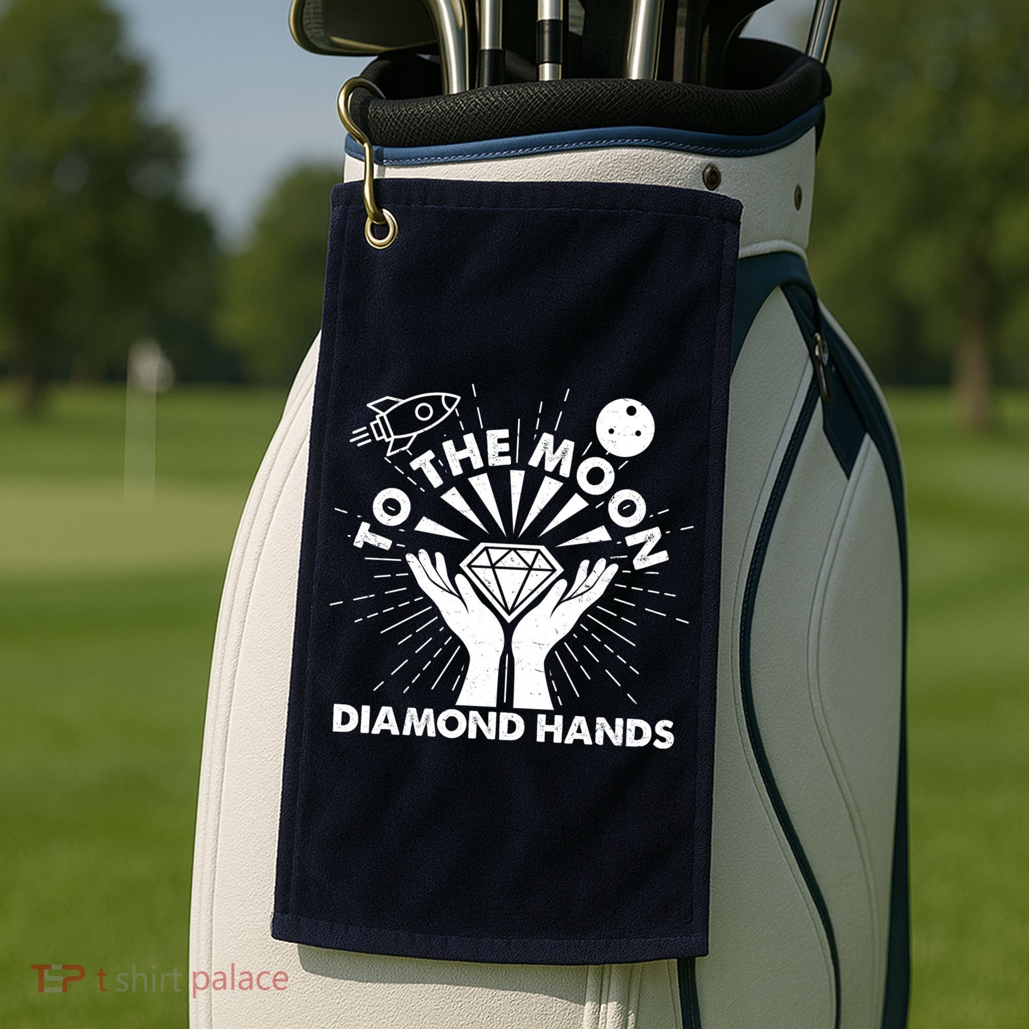 To The Moon Diamond Hands Crypto Currency Golf Towel