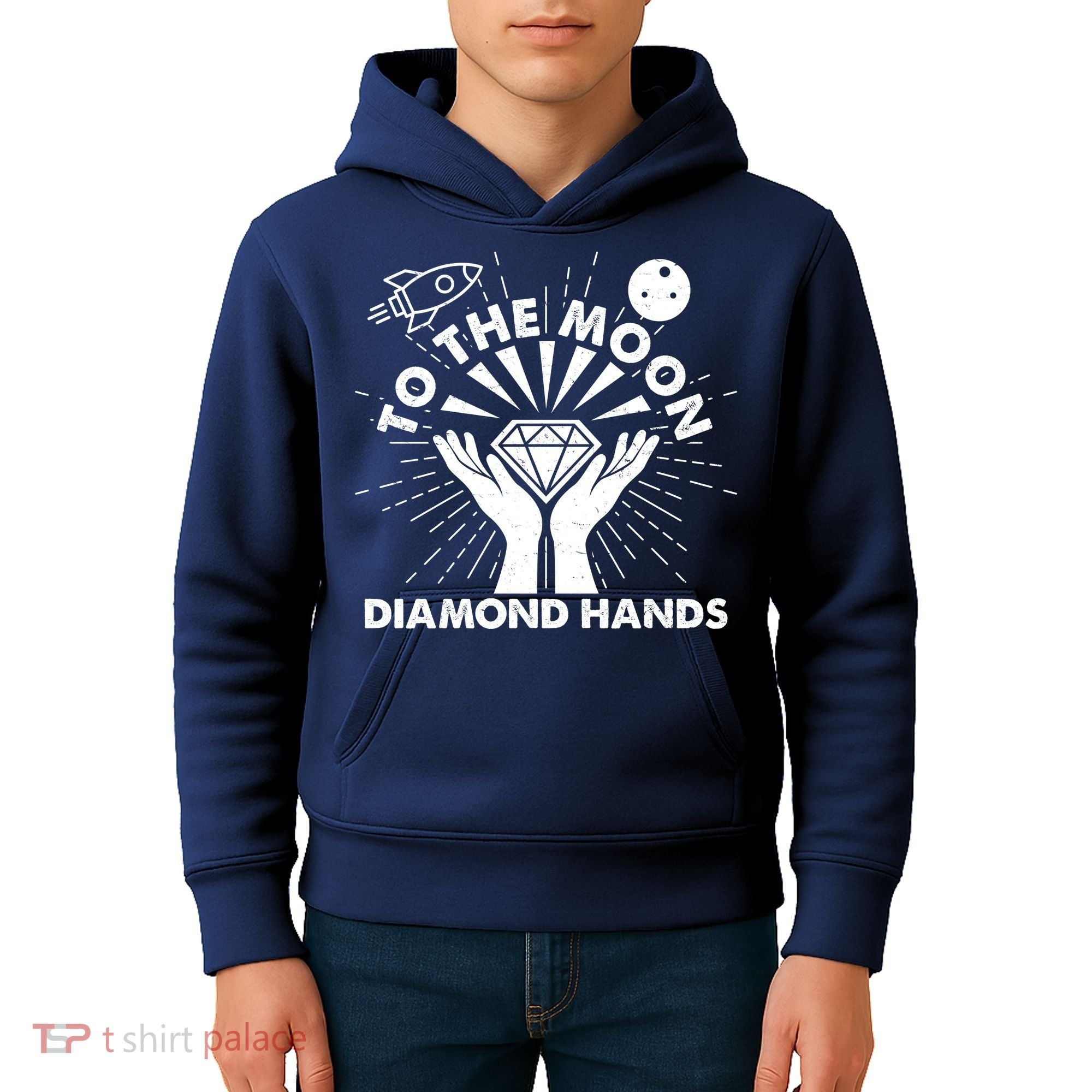 To The Moon Diamond Hands Crypto Currency Kids Hoodie