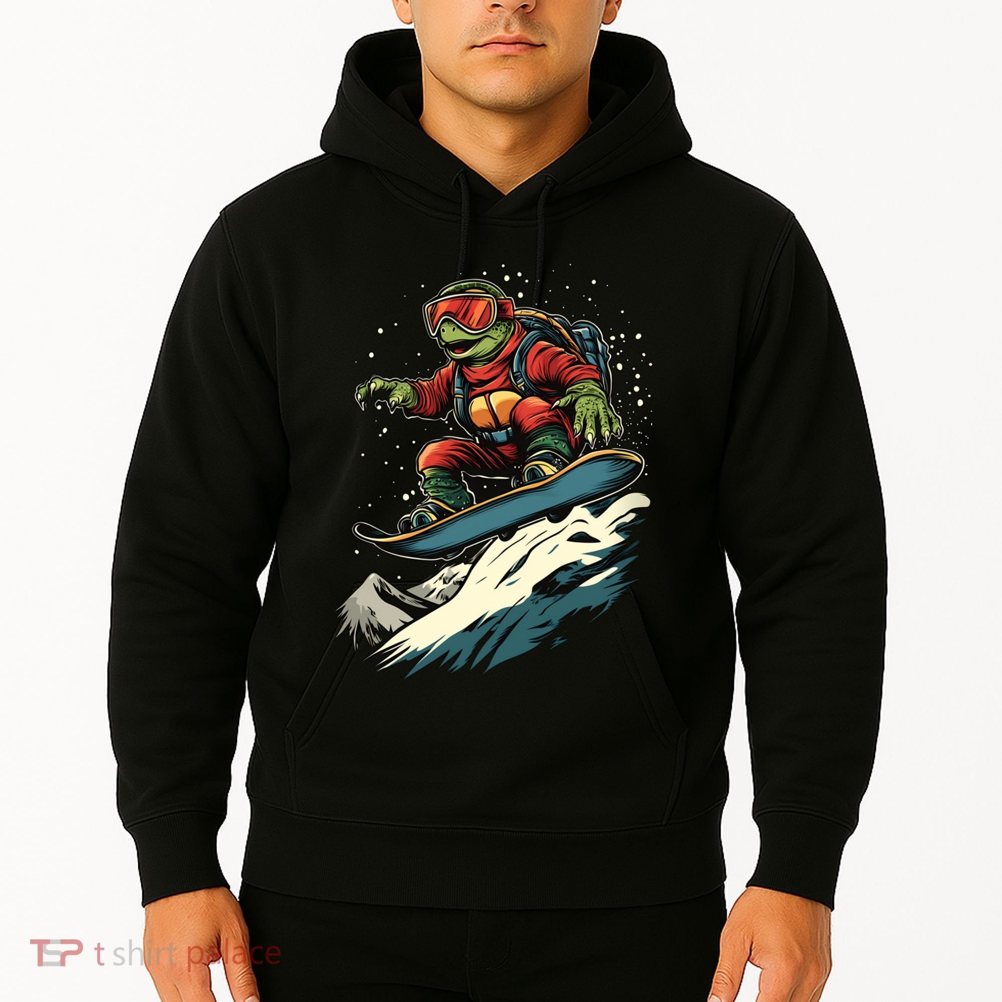 Turtle On A Snowboard Snowboarding Hoodie