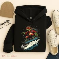Turtle On A Snowboard Snowboarding Hoodie thumb 4