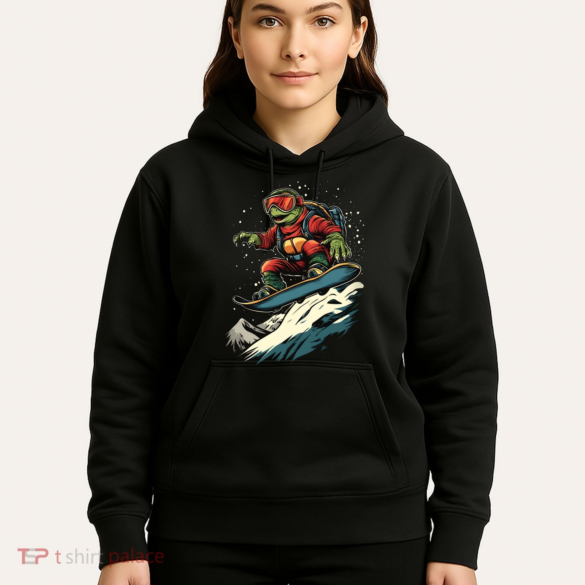 Turtle On A Snowboard Snowboarding Hoodie