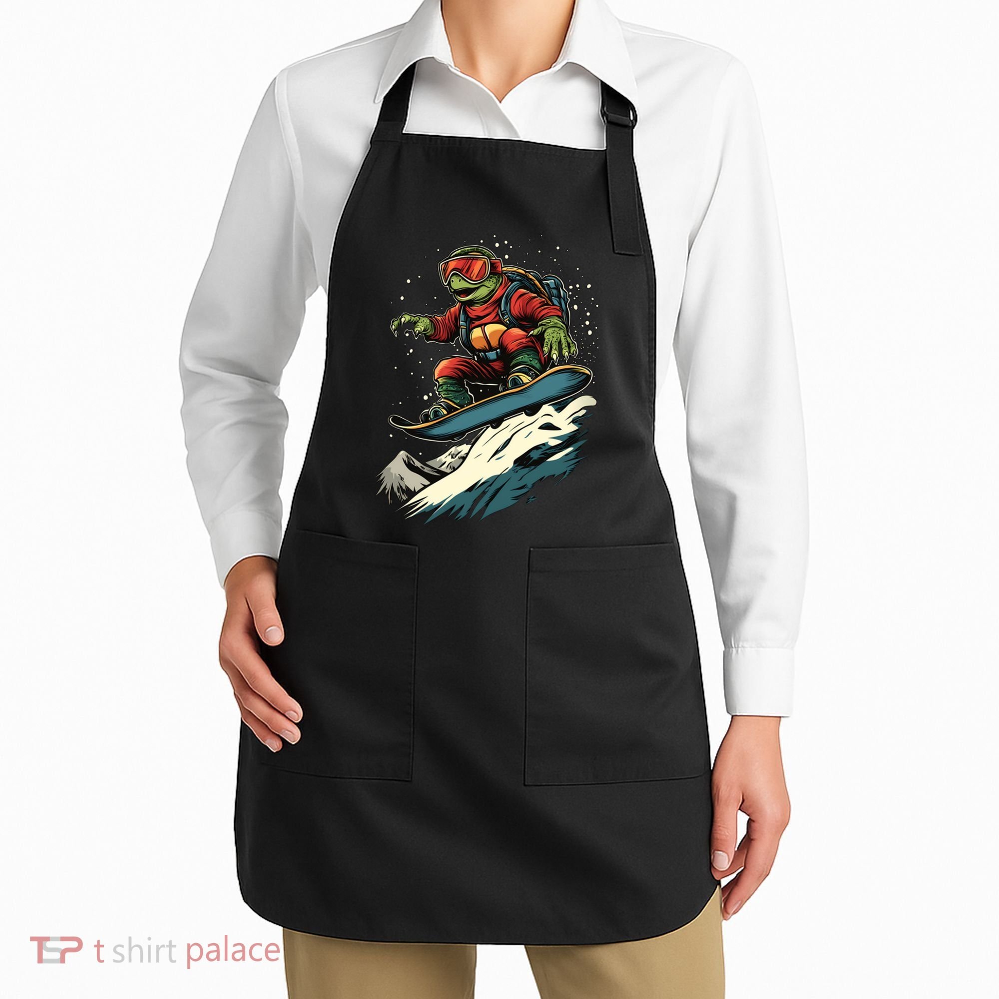 Turtle On A Snowboard Snowboarding Apron