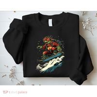 Turtle On A Snowboard Snowboarding Sweatshirt thumb 2