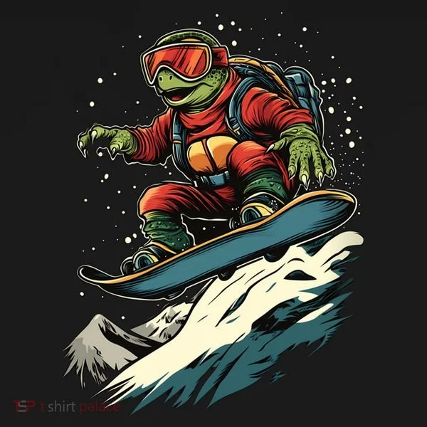 Turtle On A Snowboard Snowboarding Bucket Hat
