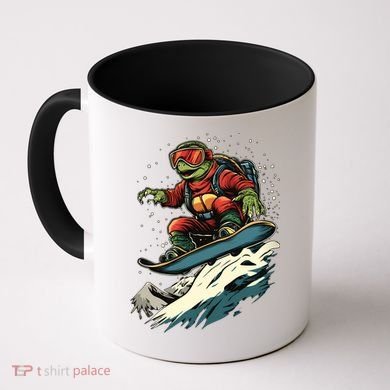Turtle On A Snowboard Snowboarding Coffee Mug