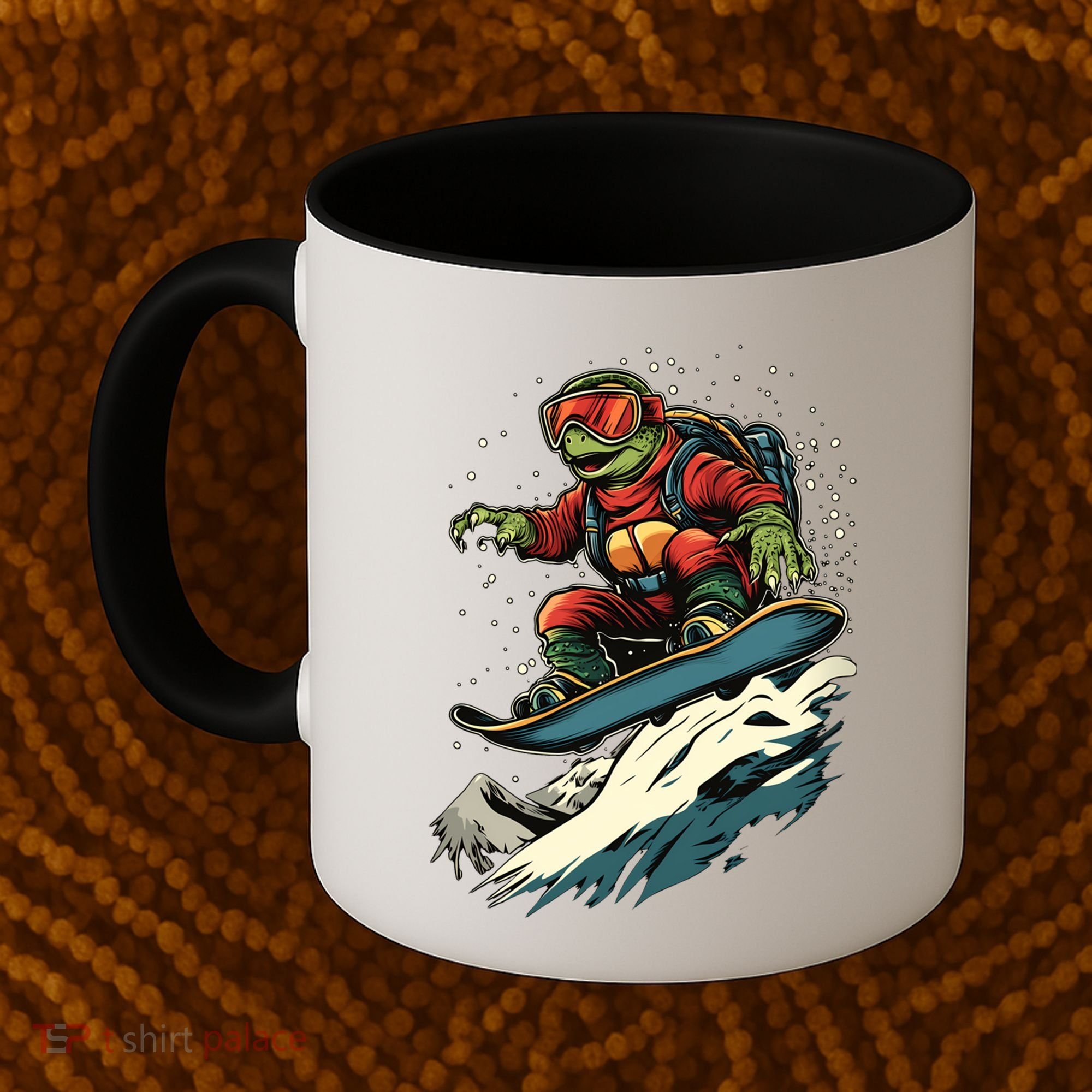 Turtle On A Snowboard Snowboarding Coffee Mug