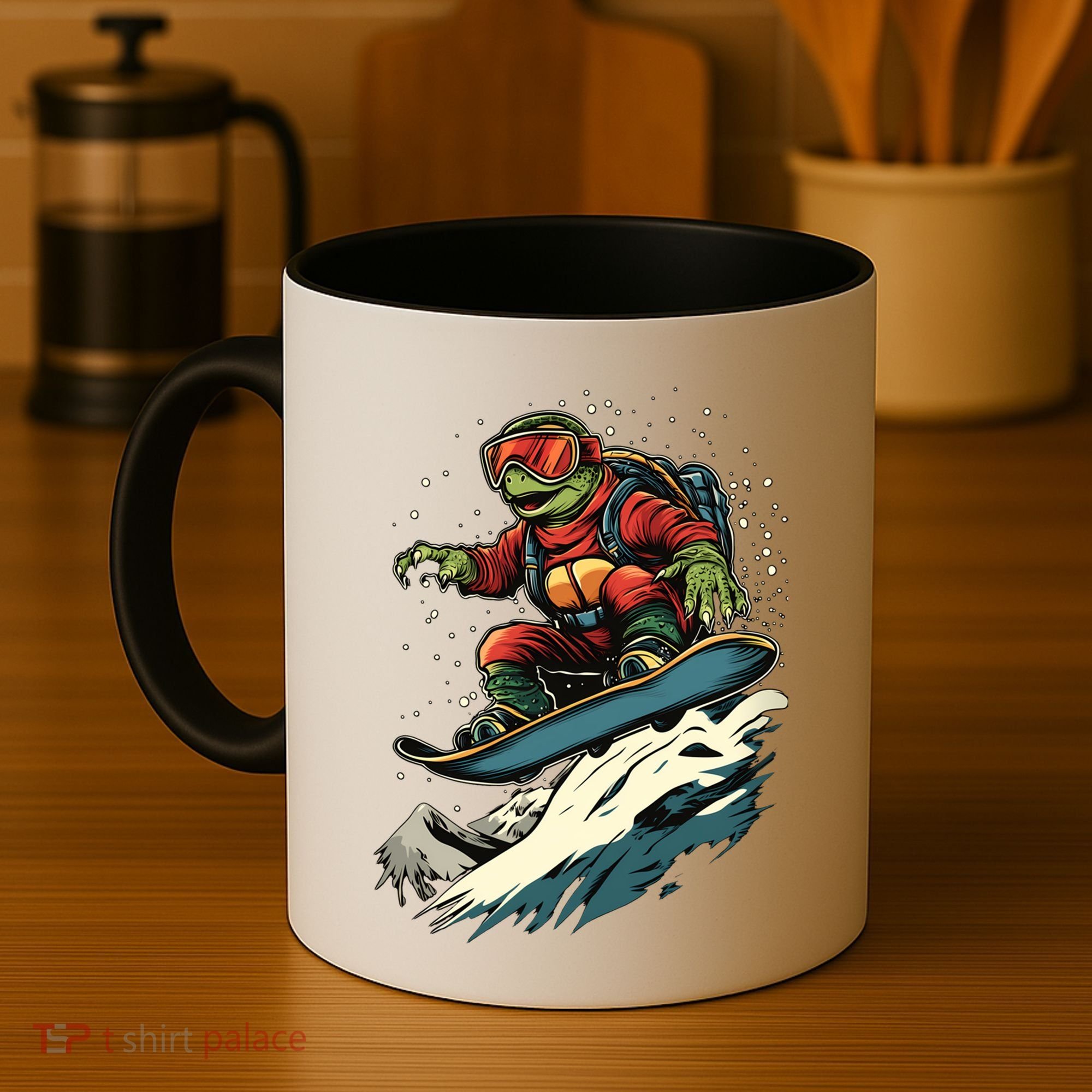 Turtle On A Snowboard Snowboarding Coffee Mug