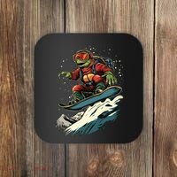 Turtle On A Snowboard Snowboarding Coaster thumb 0