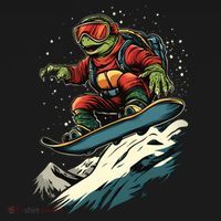 Turtle On A Snowboard Snowboarding Pajama Set thumb 2
