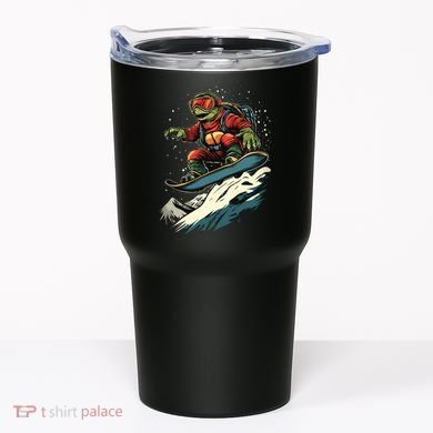 Turtle On A Snowboard Snowboarding Tumbler