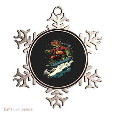 Turtle On A Snowboard Snowboarding Ornament