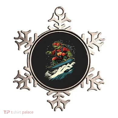Turtle On A Snowboard Snowboarding Ornament
