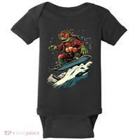 Turtle On A Snowboard Snowboarding Baby Bodysuit thumb 0