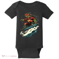 Turtle On A Snowboard Snowboarding Baby Bodysuit thumb 0