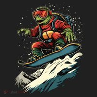 Turtle On A Snowboard Snowboarding Hat thumb 2