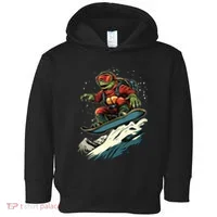 Turtle On A Snowboard Snowboarding Toddler Hoodie thumb 0