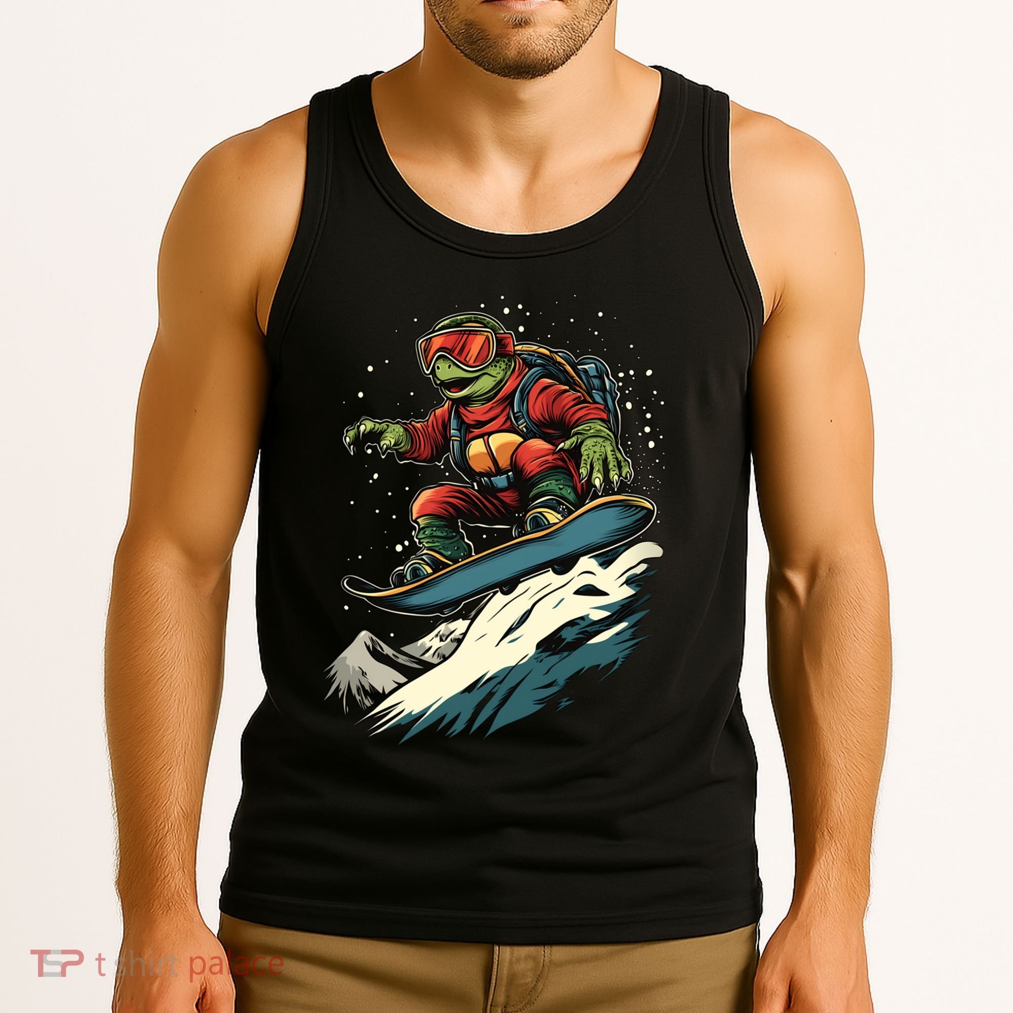 Turtle On A Snowboard Snowboarding Tank Top