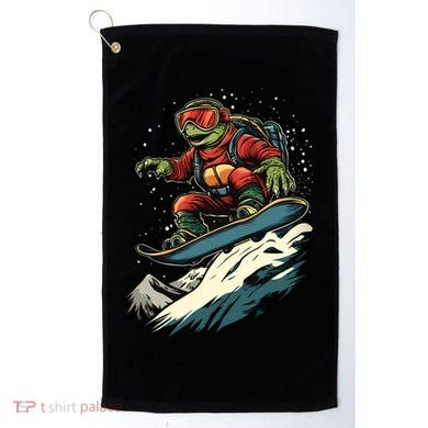 Turtle On A Snowboard Snowboarding Golf Towel