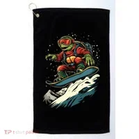 Turtle On A Snowboard Snowboarding Golf Towel thumb 0