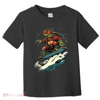 Turtle On A Snowboard Snowboarding Toddler T-Shirt thumb 0